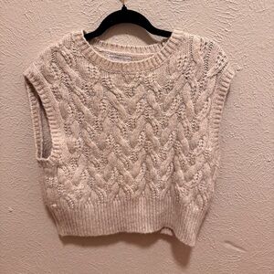 Cream knit sweater vest